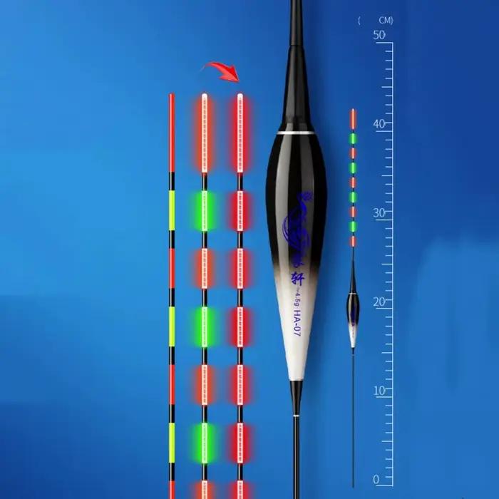 Bulle lumineuse électronique sensible pour pêche de nuit flottante avec changement de couleur et longue queue