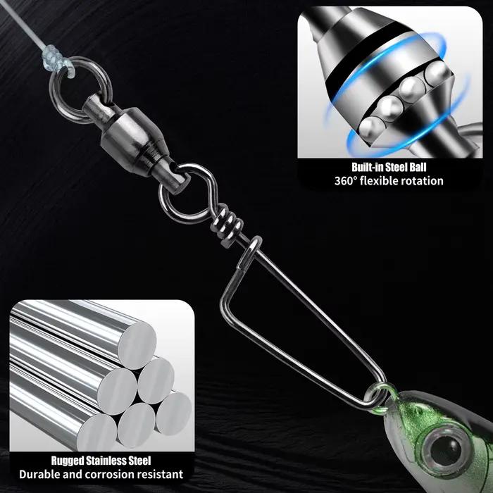FishTrip mousquetons à roulement à billes pêche résistants à la corrosion avec revêtement nickel noir