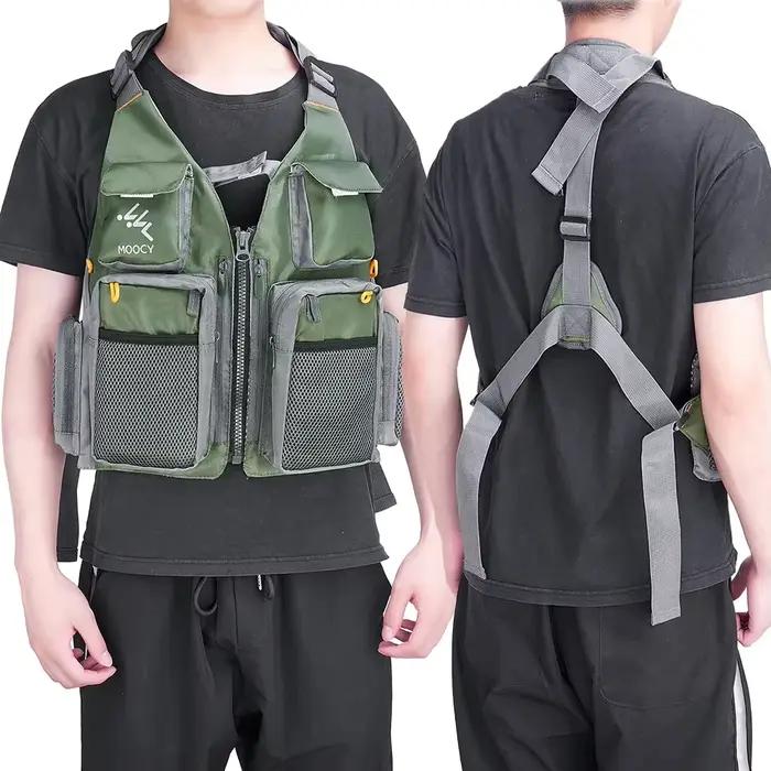 Veste de pêche respirante en mesh avec poches zippée pour randonnée voyage et running été