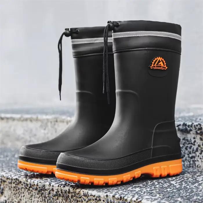Bottes caoutchouc homme mi-mollet pêche extérieur antidérapantes chef hiver