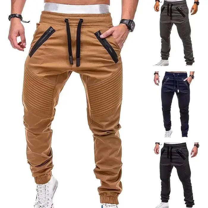 Pantalon printemps automne homme réglable cordon pêche poches ajustables slim fit rayé jogging