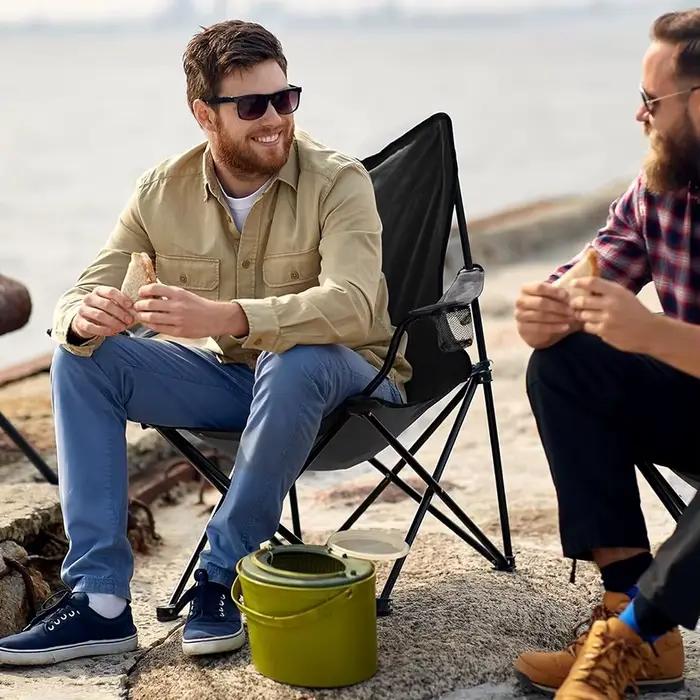 Chaise pliable de camping et plage avec accoudoirs - Accessoire pêche portable et confortable
