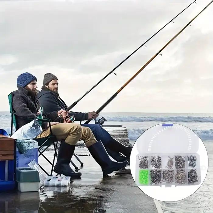 Kit pêche 150 pièces avec connecteurs rapides, plombs oeufs et perles lumineuses pour spinner