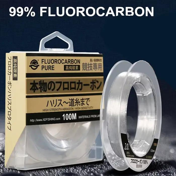 Ligne fluorocarbone 99% japonaise 100m 1-25kg pour pêche mer et eau douce coulante