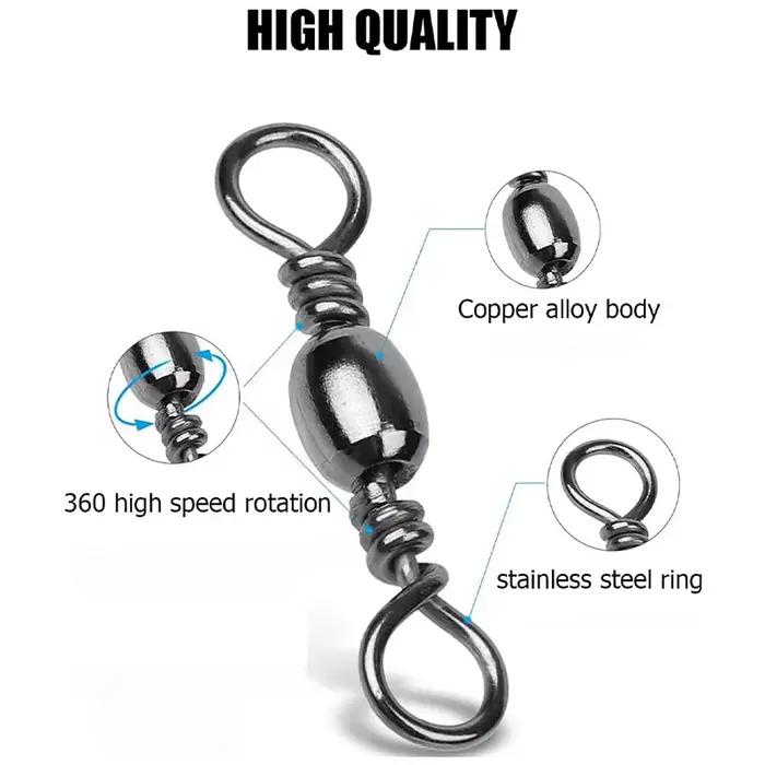 Émerillons à roulement Goture 200 pièces acier inoxydable 16-46kg connecteur ligne pêche