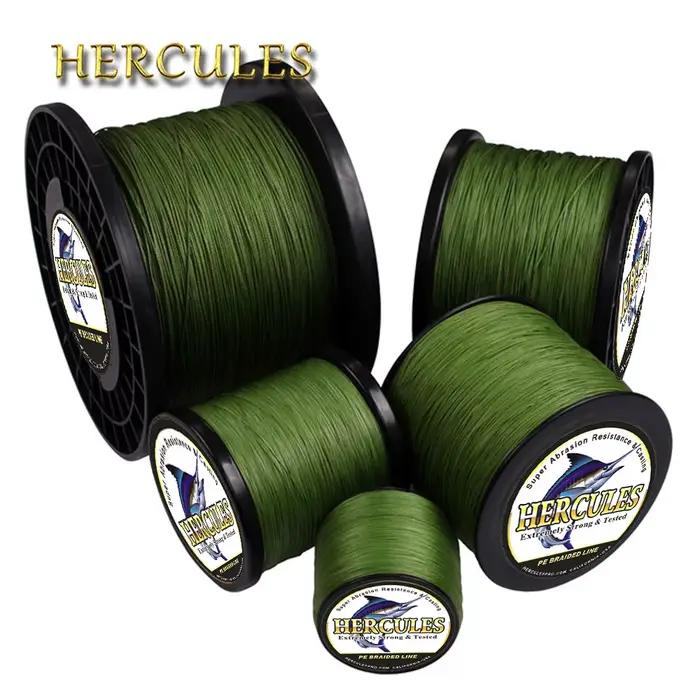 Hercules Braided fil pêche mer 8 brins vert armée - Fil PE 100% 100-2000m pêche eau salée