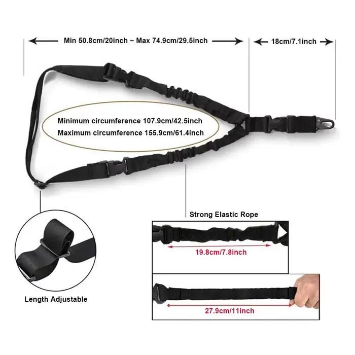 Bretelle de fusil tactique à point unique en nylon pour chasse et pêche ajustable durable