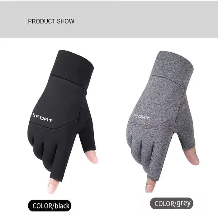 Gants pêche hiver waterproof hommes femmes vélo chauds anti-dérapants écran tactile deux doigts