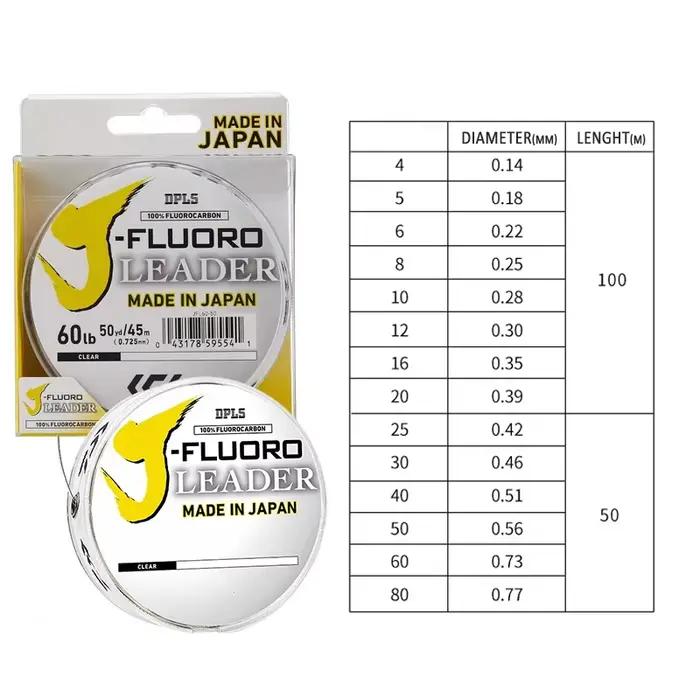 Bas de ligne fluorocarbone Daiwa J-Fluorocarbon 100m/50m coulant transparent fabriqué au Japon