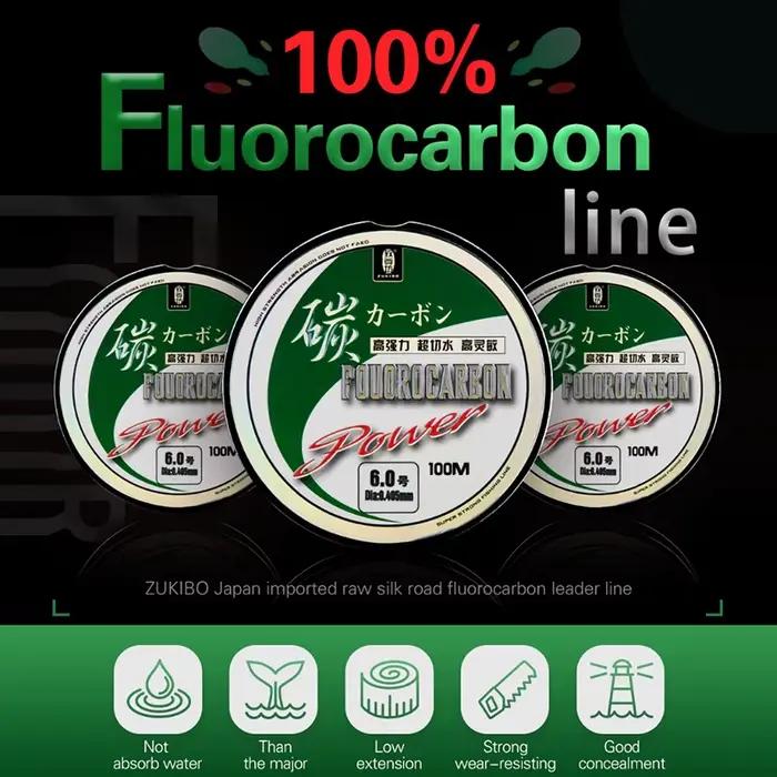Ligne fluorocarbone ZUKIBO 50M 100% vrai japonaise leader transparent pêche fine