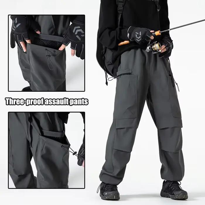Pantalon cargo camouflage homme automne - Pêche randonnée imperméable coupe-vent style américain