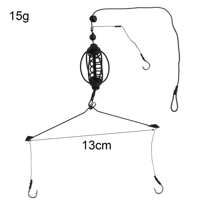 Cage amorçoire feeder pour la pêche à la carpe, appât facile à remplir et crochet noir