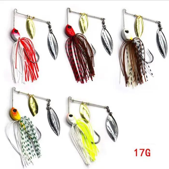 Leurre pêche brochet 12g 17g : leurre cuiller métal spinnerbait avec sequins artificiel pour carnassiers