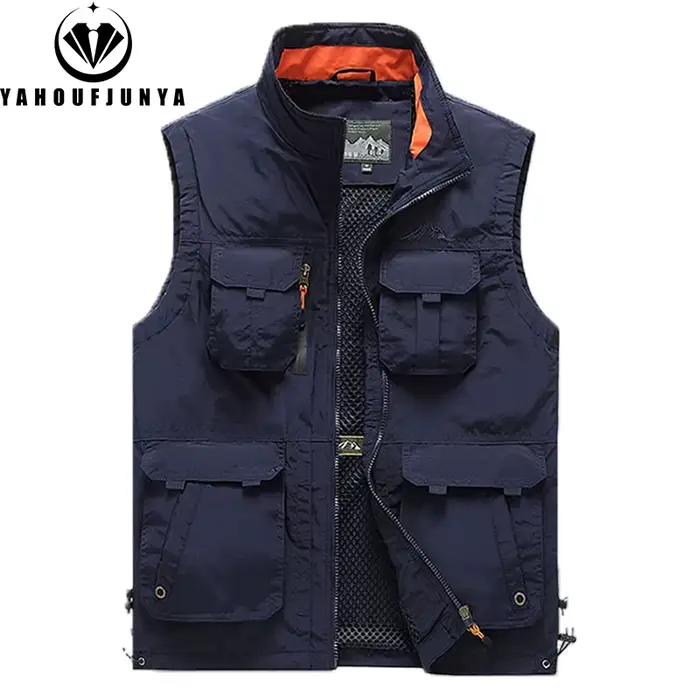 Veste sans manches multi-poches pour pêche printemps été 2024 couleur unie grande taille 6XL