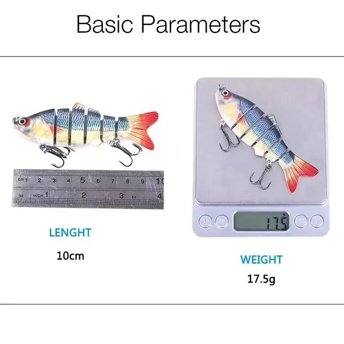 Leurre de pêche leurre dur crankbait 6 segments articulés 10cm 17.5g, appât nageur coulant, lot de