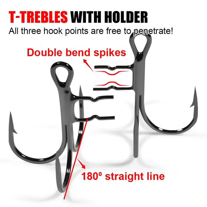 Hameçons triples T renforcés #4-#1/0 pointes soudées - 6 pièces pour shad et swimbaits