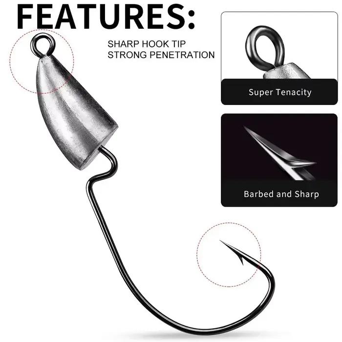 5 têtes plombées jig métal 3.5g à 14g pour leurres souples Texas rig - hameçons pour pêche