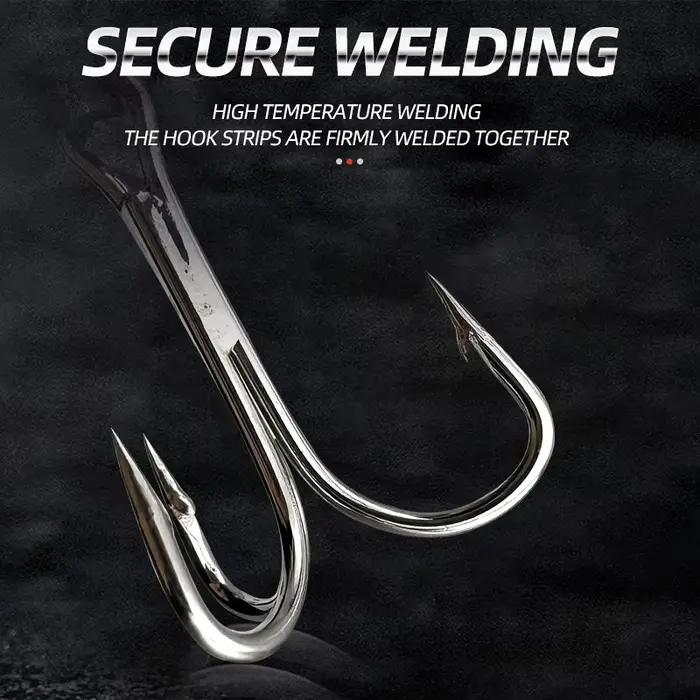 Kit ShareShark 50 hameçons triples acier carbone avec émerillons pour leurres - Hameçons ronds solides