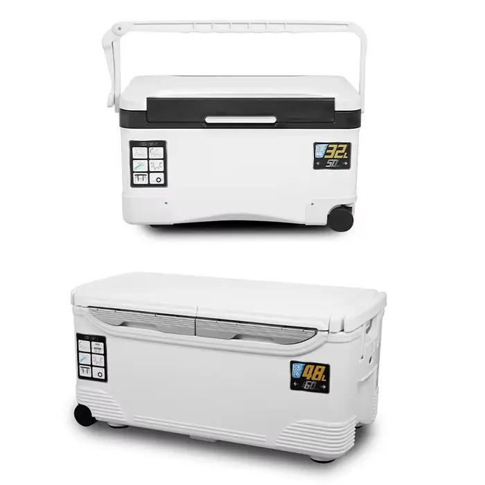 Glacière pêche 10L à 48L avec aérations portables - Boîte rangement matériel pêche mer et outils