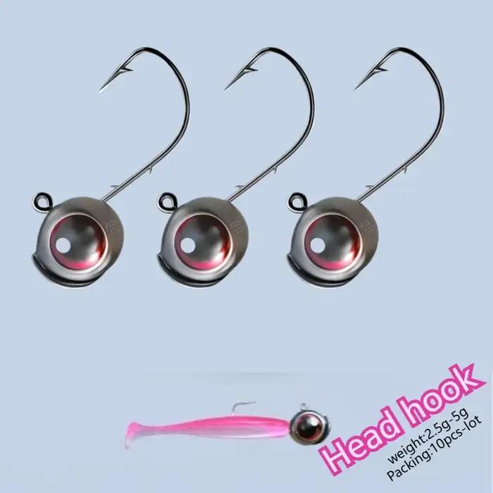 Lot de 10 hameçons plombés tête large pour leurres souples type Ned ou T-tail, 2.5g à