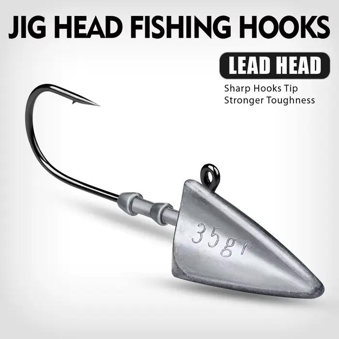Set de 5 têtes plombées triangulaires PRO BEROS 7g à 35g avec hameçons aiguisés pour pêche sportive et verticale occasions spéciales