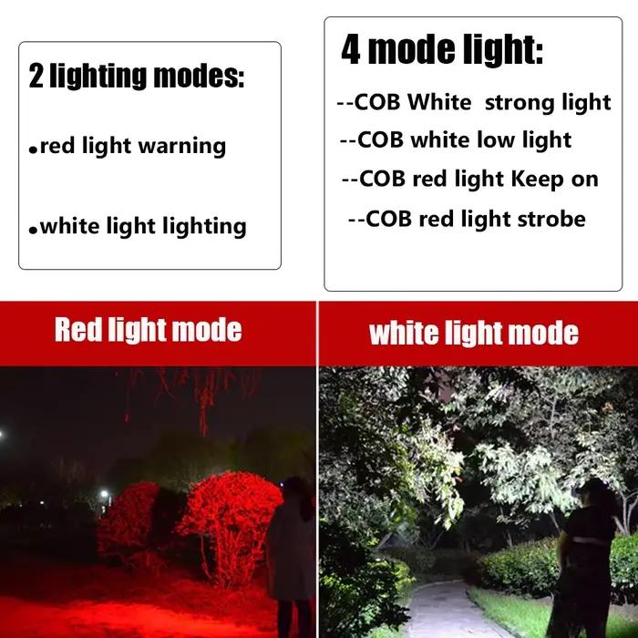 Lampe frontale COB LED rechargeable USB 4 modes avec batterie 18650 pour camping et pêche
