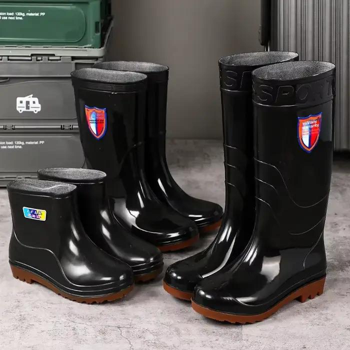 Bottes de pluie homme doublées polaire résistantes acides imperméables mi-hautes antidérapantes