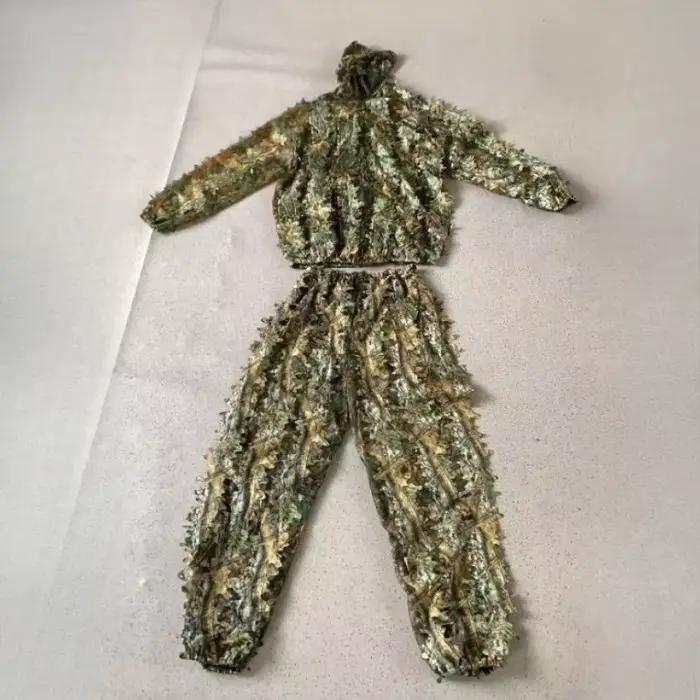 Uniforme camouflage respirant pêche chasse léger avec capuche design feuillage forestier tenue tactique
