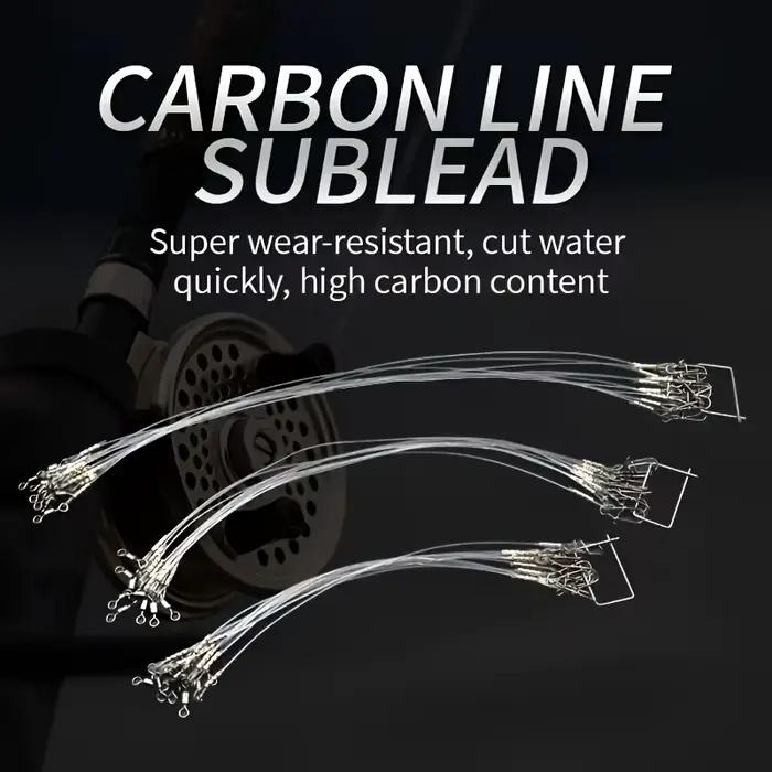 12Pcs 100% Fluorocarbone Ligne Pêche avec Double Anneau et Verrou Rapide - Haute Qualité