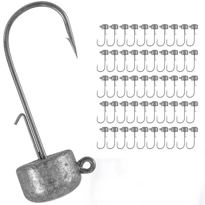 50 têtes de jig Ned Rig non peintes 2.5g à 14g - Pour crappie, bass, truite et pêche fine