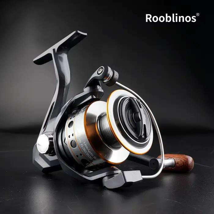 Moulinet Rooblinos MG polyvalent pour pêche en eau douce et mer, rouet de préchargement, cadre métal, frein haute vitesse, idéal pour la plage, bateau, roche, lac et rivières