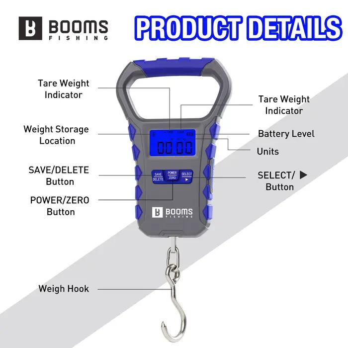 Balance de pêche numérique Boomsfishing XW50 USB rechargeable - Capacité 30kg écran LCD mince