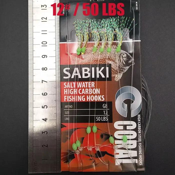 Montage Sabiki Lunker avec leurre lumineux pour maquereau - Pêche en mer appât souple glow dark