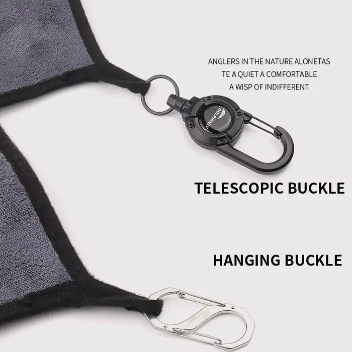 Serviette de pêche portable à boucle anti-dérapante épaisse pour essuyage mains, coton absorbant