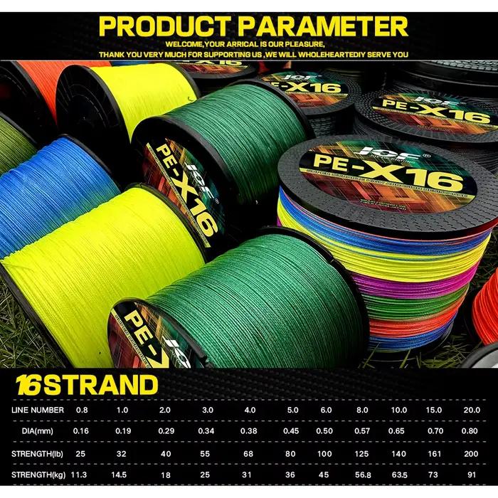 Ligne de pêche mer 16 brins PE 25-200LB pour surfcasting et roche, 100 à 1000 mètres