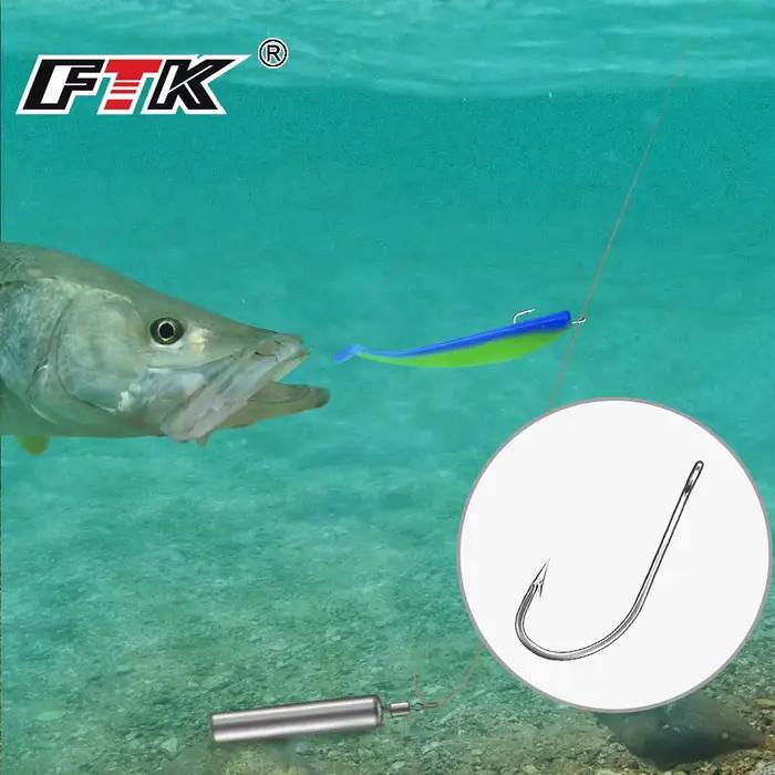 Hameçons de pêche FTK en acier inoxydable carbone pour carpe et perche, pack de 50 et
