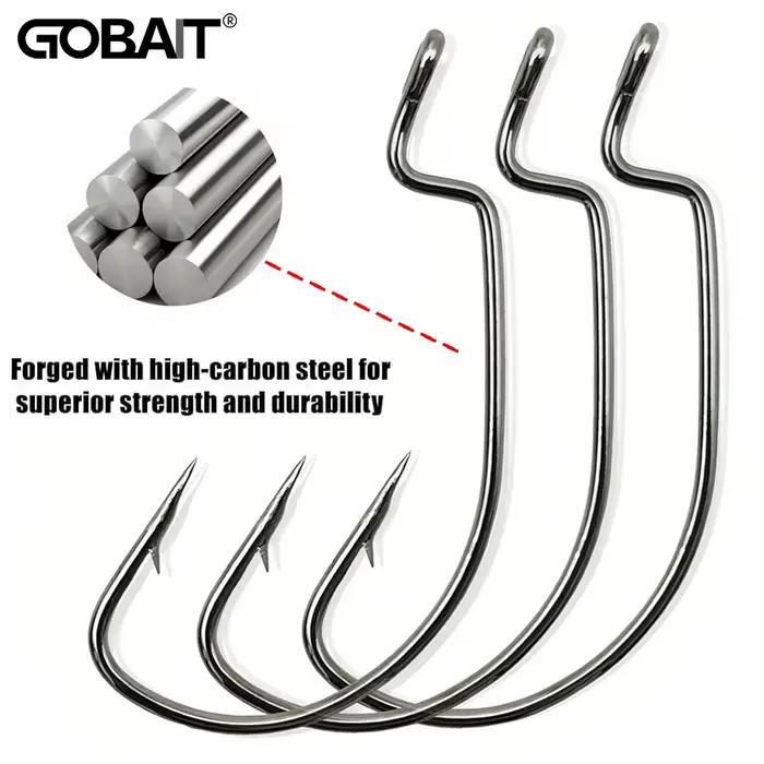 25 hameçons offset à large ouverture pour leurres souples - Texas rig pour gros bar - Acier haute teneur carbone barbelé