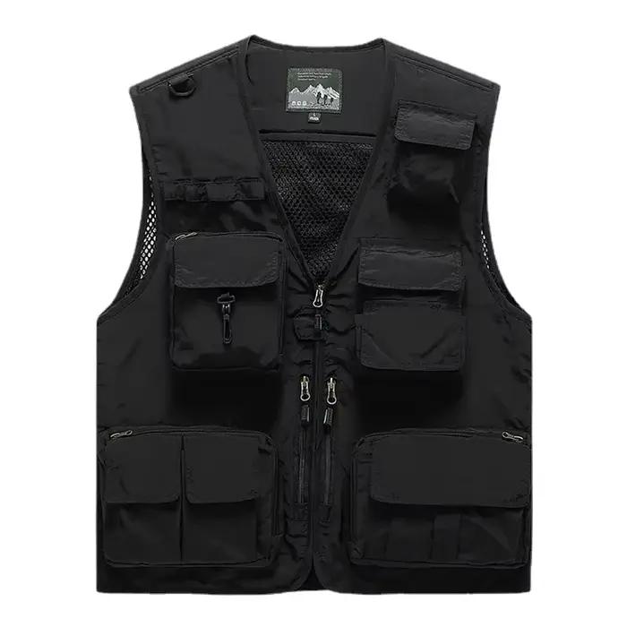 Veste mesh pêche homme 6XL multi-poches - Veste respirante pour photographie et escalade en extérieur
