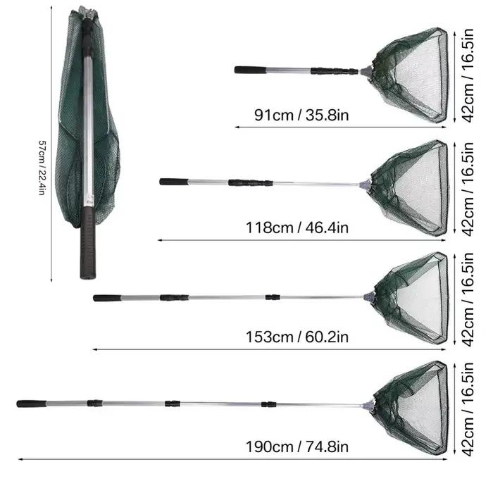 Filet de pêche télescopique 190 cm pliable pour carpe truite et pêche en mer avec grande épuisette