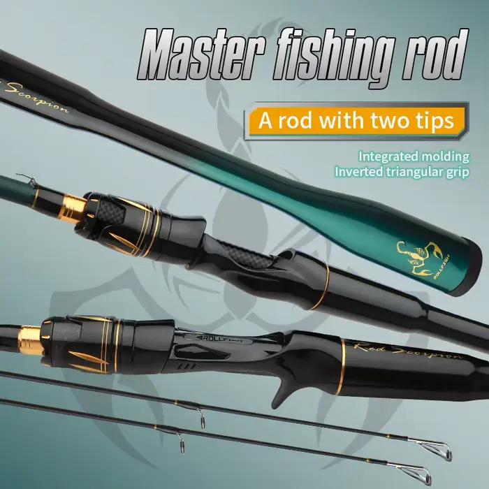 Canne leurre 2 pointes ROLLFISH carbone spinning/casting 1.8-2.7m eau douce salée bar black bass