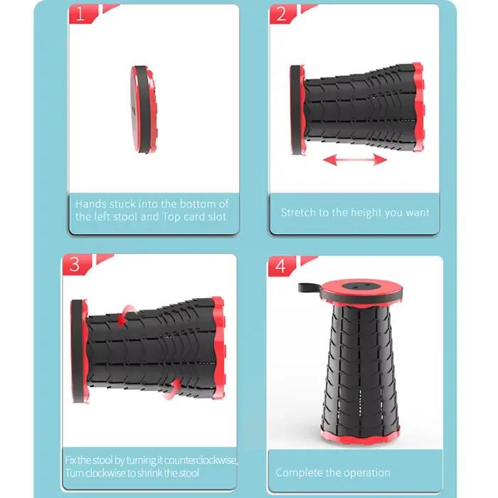 Tabouret pliant télescopique portable léger pêche camping chaise filet attente métro siège extérieur