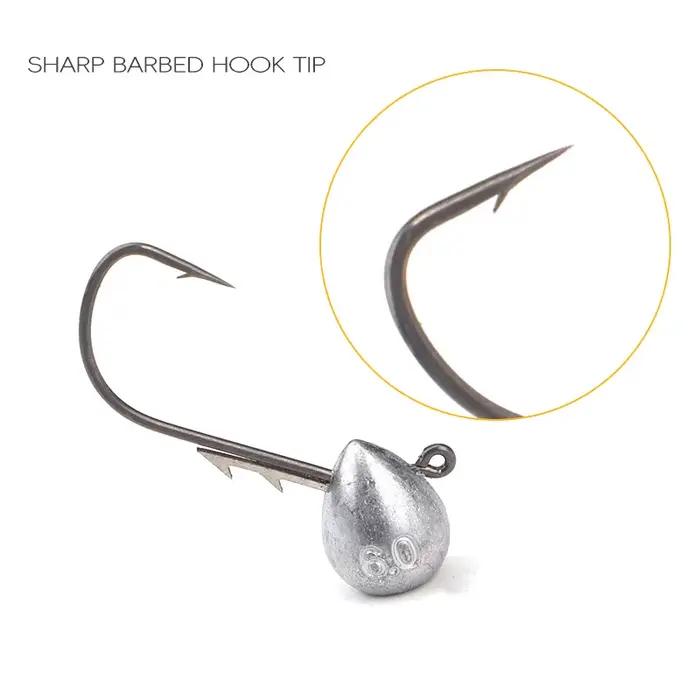 5 hameçons jig tête exposée 2.5g à 6g pour pêche truite et poisson de roche avec leurres souples