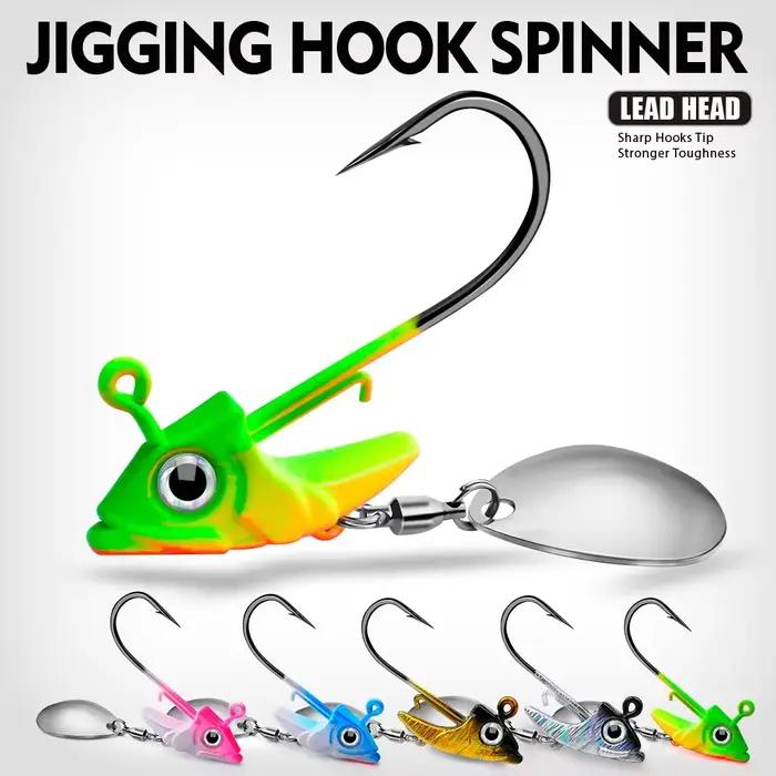 Lot de 5 Hameçons Plombés Crank Performants pour Leurres Souples Worm et Wobbler - 7g à