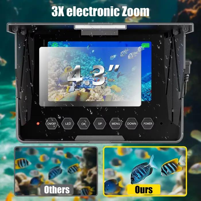 Caméra de pêche sous-marine 1080P HD avec écran LCD 4.3 pouces et batterie 8500mAh pour bateau