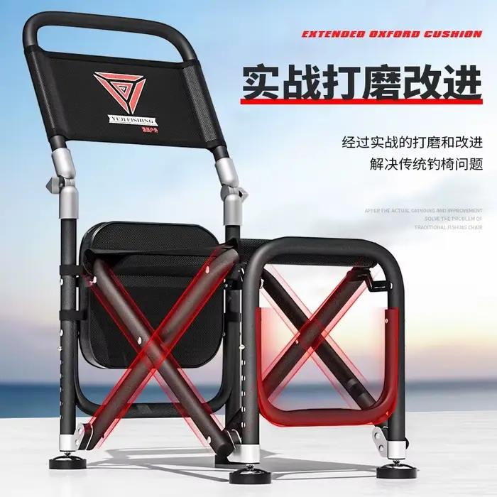Chaise pêche pliante portable confortable robuste extérieur camping avec dossier accoudoirs pêcheur