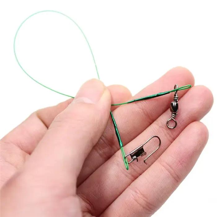 Anti-morsure acier avec émerillon 15cm 20cm 30cm pour pêche aux carnassiers dentés