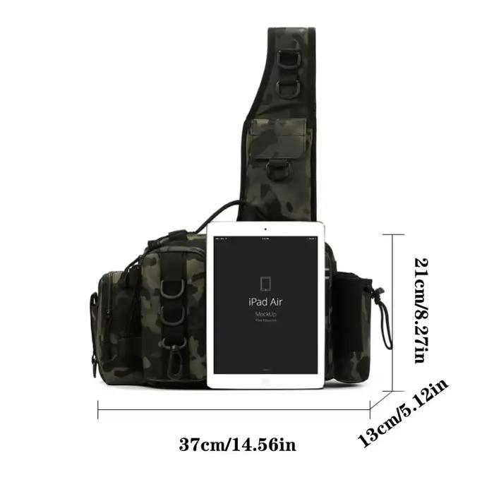 Sac de pêche Luya à multiples compartiments avec sangle ajustable et fermeture éclair pour matériel