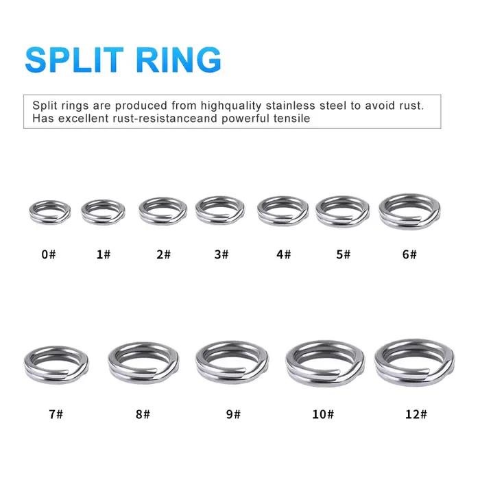 50 anneaux split pêche inox argent PROBEROS pour leurres CrankHard accessoires connecteurs 0#-12#