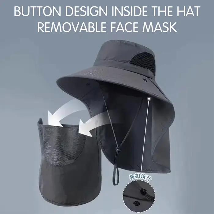 Chapeau de pêche été avec protection UV et rabat cou-nuque - Idéal pêche, randonnée, camping mixte
