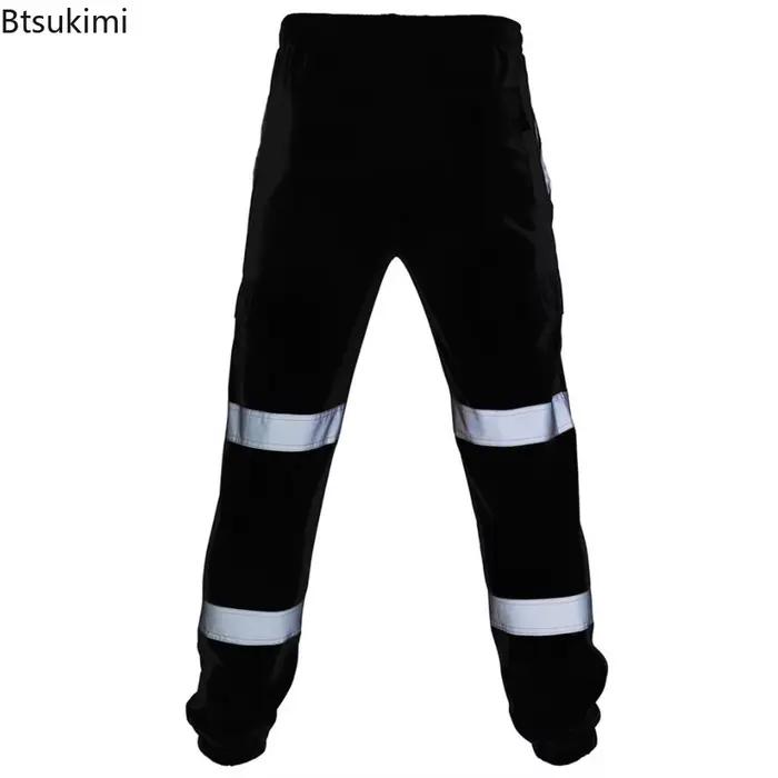 Pantalon sécurité réfléchissant 360° pour pêche de nuit hommes décontracté polyester haute visibilité pour pêche camping et sorties nocturnes